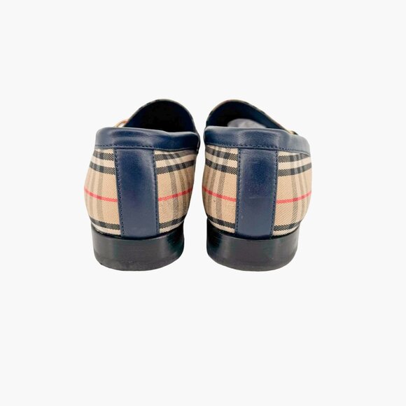 Burberry Solway Chain Loafer EU 38 US 7-7.5 Beige Haymarket Check Canvas Moorley - Picture 6 of 13